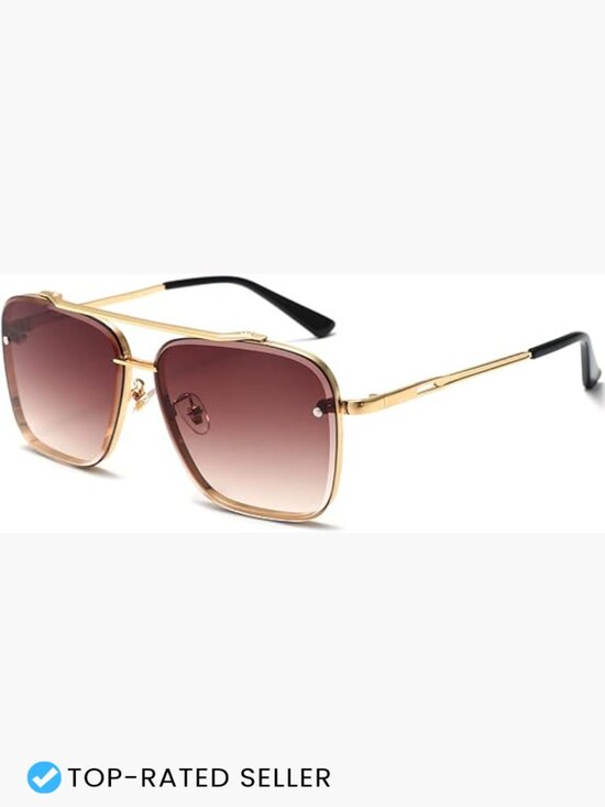 Oversized Square Sunglasses - Metal Frame Aviator Gradient Shades main image 6
